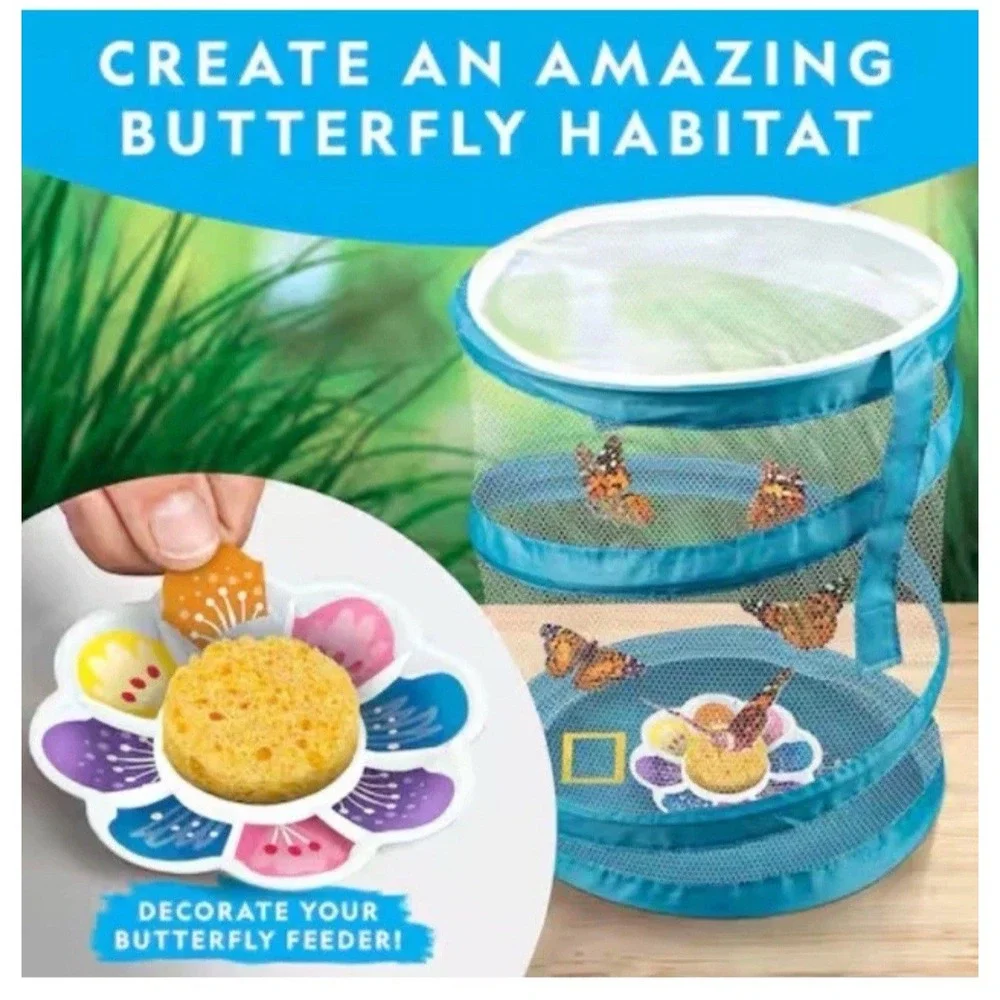 🦋NATIONAL GEOGRAPHIC Butterfly Growing Kit - Habitat Kit with Voucher STEM NEW!